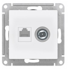 Розетка ATLASDESIGN двойная ТВ + компьютерная RJ45 категория 5Е белый Розетка ATLASDESIGN двойная ТВ + компьютерная RJ45 категория 5Е белый
