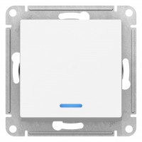 Переключатель одноклавишный ATLASDESIGN с подсветкой схема 6а 10АХ механизам белый