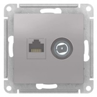 Розетка ATLASDESIGN двойная компьютерная+ТВ RJ45+TV категория 5E механизм алюминий