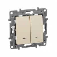 Выключатель двухклавишный с подсветкой - Etika - 10 A - 250 В~ - слоновая кость