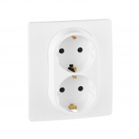 Розетка 2 x 2К+З - немецкий стандарт - 16 А - 250 В~ - Etika - белый