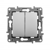 Выключатель двухклавишный - Etika - 10 AX - 250 В~ - алюминий