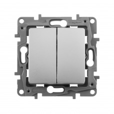 Выключатель двухклавишный - Etika - 10 AX - 250 В~ - алюминий