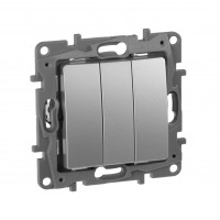 Выключатель трехклавишный - Etika Plus - 10 A - 250 В~ - алюминий