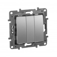 Выключатель трехклавишный - Etika Plus - 10 A - 250 В~ - алюминий