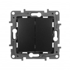 Выключатель двухклавишный - Etika - 10 AX - 250 В~ - антрацит