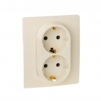 Розетка 2 x 2К+З - немецкий стандарт - 16 А - 250 В~ - Etika - слоновая кость