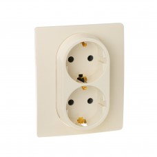 Розетка 2 x 2К+З - немецкий стандарт - 16 А - 250 В~ - Etika - слоновая кость