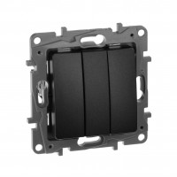 Выключатель трехклавишный - Etika Plus - 10 A - 250 В~ - антрацит