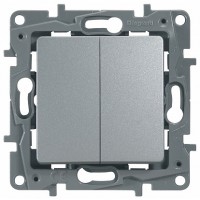 ETIKA Выключатель/Переключатель двухклавишный алюминий автоматические зажимы 10AX