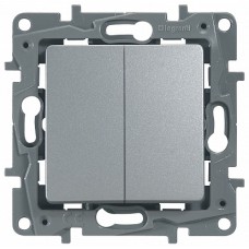ETIKA Выключатель/Переключатель двухклавишный алюминий автоматические зажимы 10AX