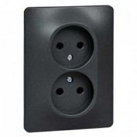 GLOSSA Розетка 2м без заземления в сборе антрацит