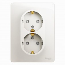 GLOSSA Розетка 2м с заземлением со шторками в сборе перламутр