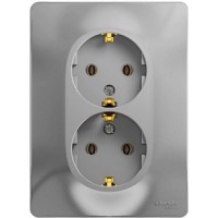 GLOSSA Розетка 2м с заземлением в сборе алюминий