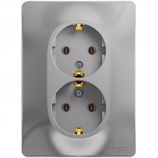 GLOSSA Розетка 2м с заземлением в сборе алюминий