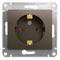 GLOSSA Розетка 1м в рамку с заземлением шоколад
