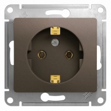 GLOSSA Розетка 1м в рамку с заземлением шоколад