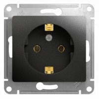 GLOSSA Розетка 1м в рамку с заземлением антрацит