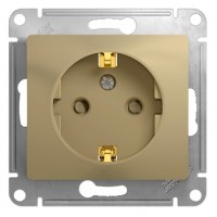 GLOSSA Розетка 1м в рамку с заземлением со шторками титан