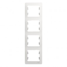 GLOSSA Рамка 4 поста вертикальная белая