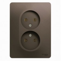 GLOSSA Розетка 2м без заземления в сборе шоколад