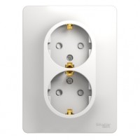 GLOSSA Розетка 2м с заземлением со шторками в сборе белая
