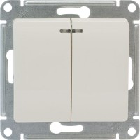 GLOSSA Выключатель 2-кл с подсв. в рамку белый