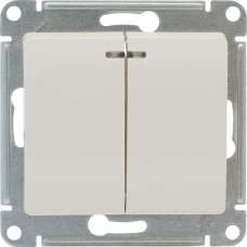 GLOSSA Выключатель 2-кл с подсв. в рамку белый