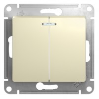 GLOSSA Выключатель 2-кл с подсветкой в рамку бежевый
