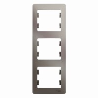 GLOSSA Рамка 3 поста платина вертикальная