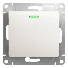 GLOSSA Выключатель 2-кл с подсветкой в рамку перламутр
