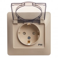GLOSSA Розетка 1м в рамку с заземлением с крышкой беж