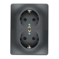 GLOSSA Розетка 2м с заземлением в сборе антрацит
