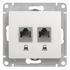 GLOSSA Розетка двойная компьютерная RJ45 + RJ45 кат.5E механизм белый