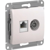 GLOSSA РОЗЕТКА двойная ТВ + компьютерная RJ45, кат. 5Е, ПЕРЛАМУТР