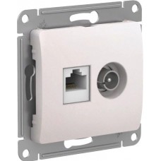 GLOSSA РОЗЕТКА двойная ТВ + компьютерная RJ45, кат. 5Е, ПЕРЛАМУТР