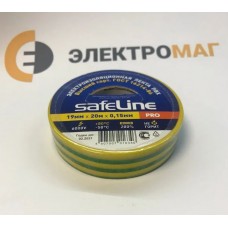 Изолента ПВХ 19 мм-20м желто-зеленая Safeline