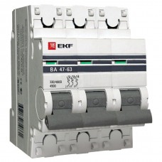 Выключатель автоматический трехполюсной 50А С ВА47-63 4,5кА пломба (EKF)