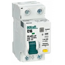 АВДТ 1Р+N 16А 30мА тип AC х-ка C ДИФ-103 4.5кА DEKraft