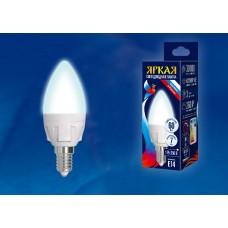 Uniel Лампа светодиодная, матовая свеча LED-C37-7W/NW/E14/FR PLP01WH 4000k белый свет. Серия Яркая