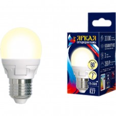 Uniel Лампа светодиодная, матовая шар LED-G45-7W/WW/E27/FR PLP01WH 3000k тепл белый свет Серия Яркая
