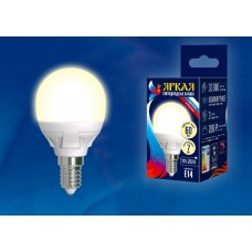 Uniel Лампа светодиодная, матовая шар LED-G45 7W/WW/E14/FR PLP01WH 3000k тепл белый свет Серия Яркая
