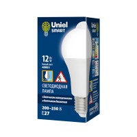 Uniel Лампа светодиодная, матовая с датчиком освещен. LED-A60 12W/4000K/E27/PS+MS PLS10WH бел. свет.